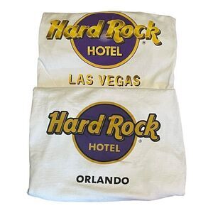 VTG Hard Rock Hotel Vegas & Orlando‎ T-Shirt Medium White Purple ** lot of 2